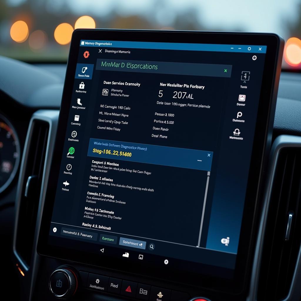 Windows Memory Diagnostic Tool running on a car's computer system