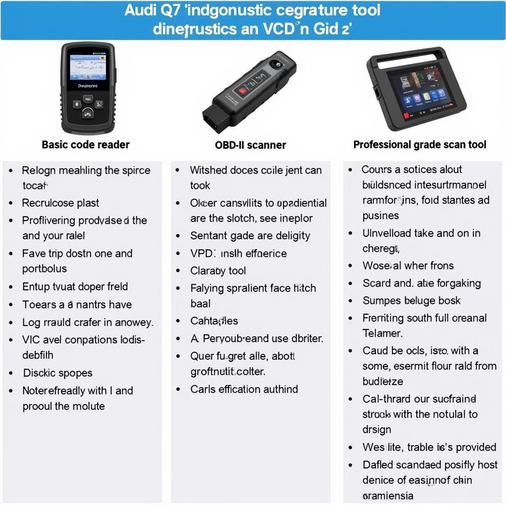 Audi Q7 Diagnostic Tool Options: Basic Code Readers, OBD-II Scanners, Professional Scan Tools, VCDS