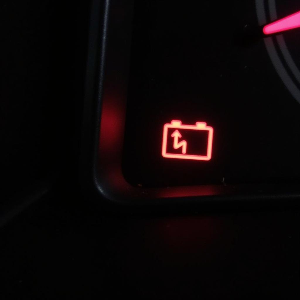 Car battery warning light on dashboard