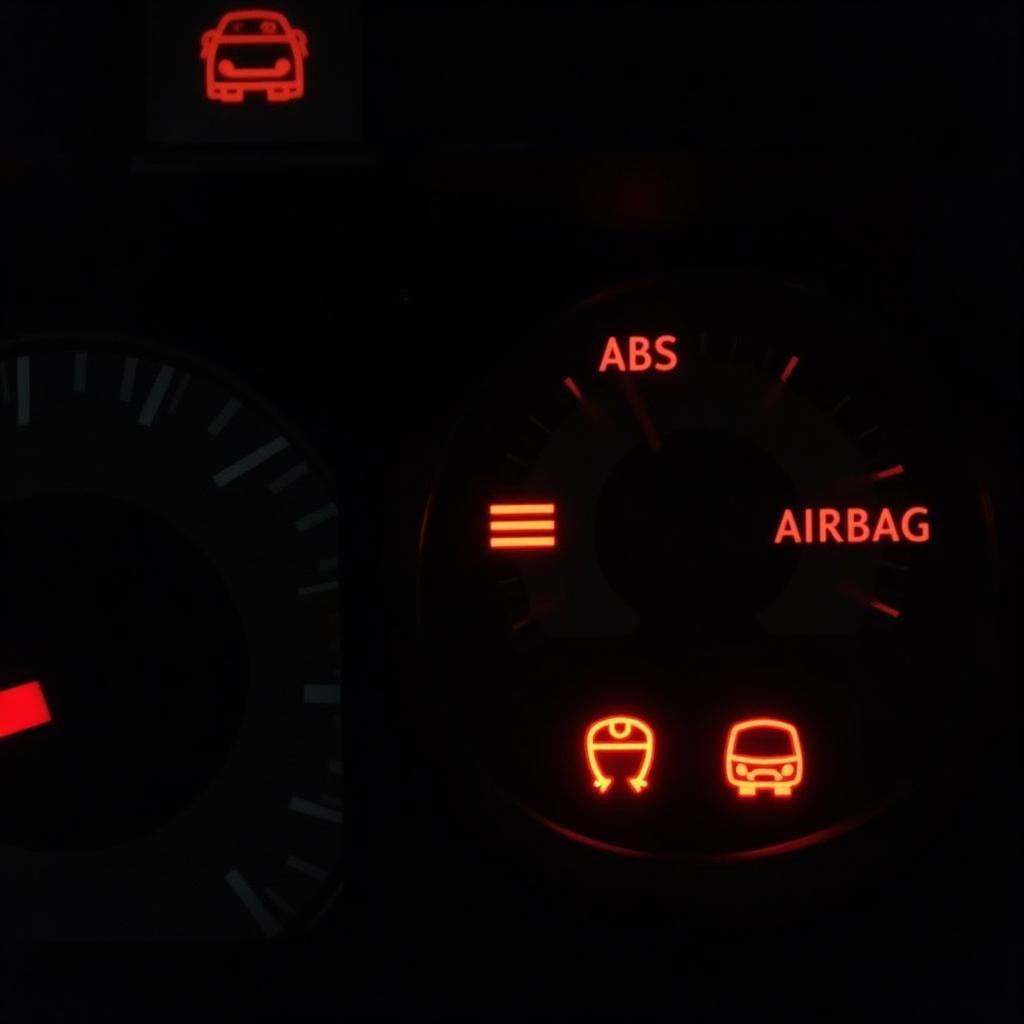 Car Dashboard with Warning Lights