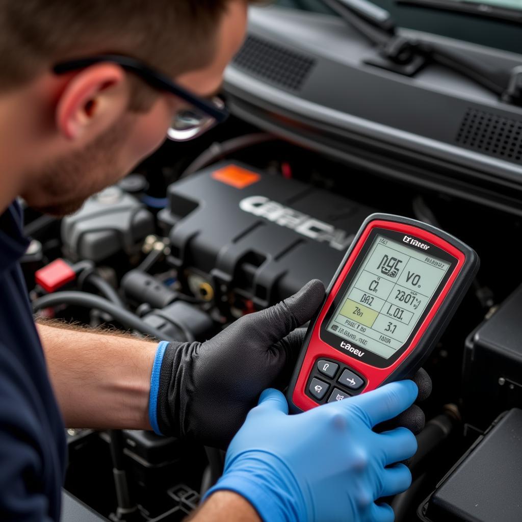 Carev Battery Diagnostic Tool in Use