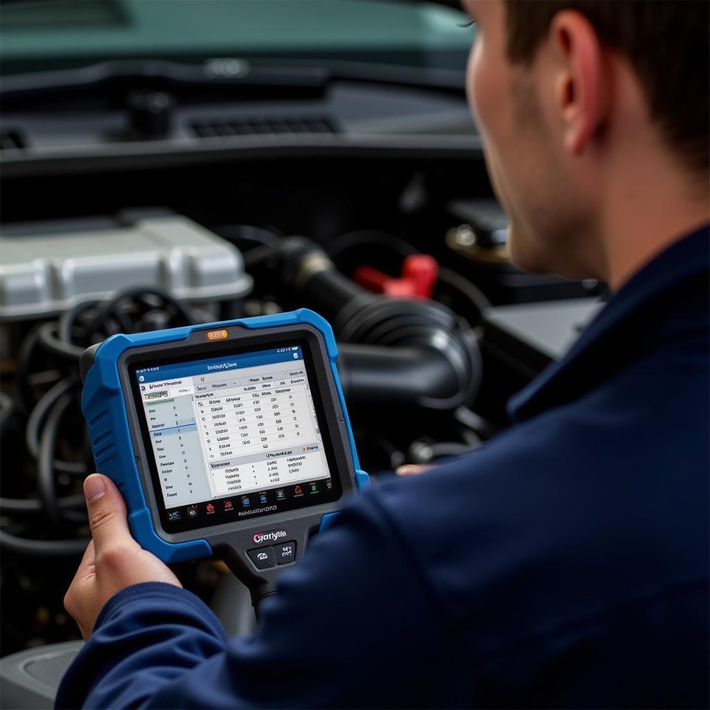 Carlyle Napa329 scan tool being used to diagnose a car's engine