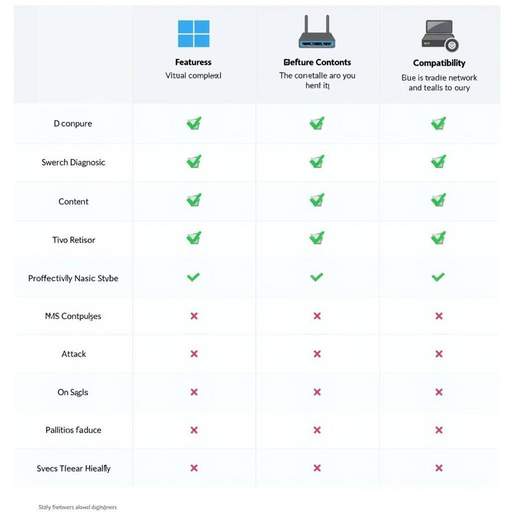 Comparison table of different network diagnostic tool apps