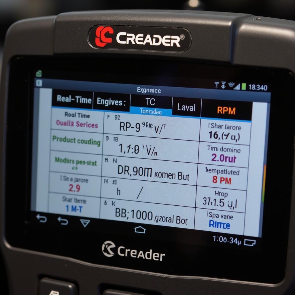 Creader scan tool displaying engine data