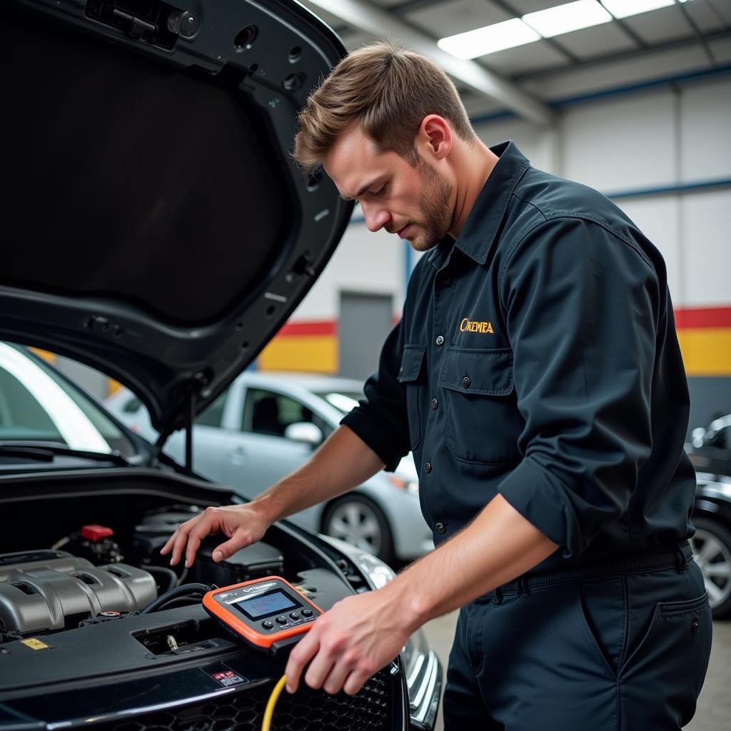 Mechanic using an ebay diagnostic tool