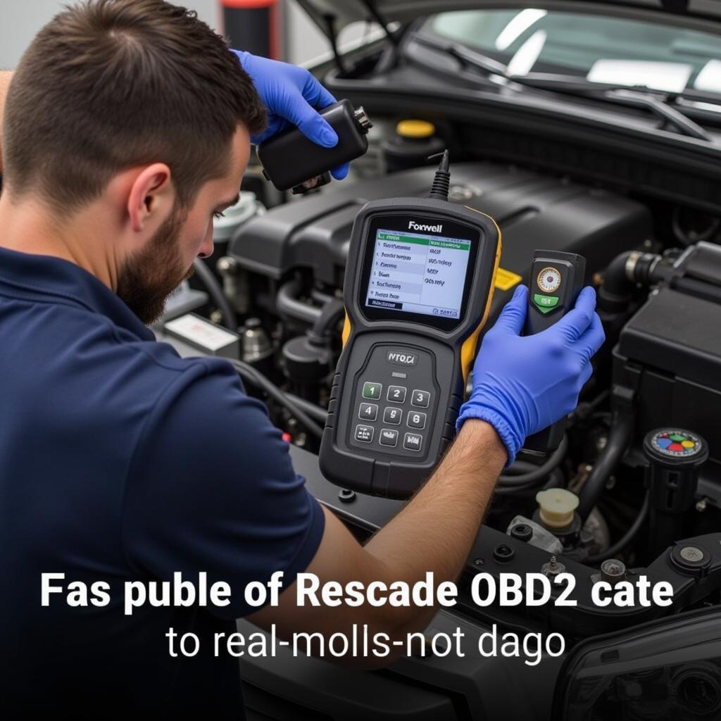 Mechanic using the Foxwell NT624 Elite