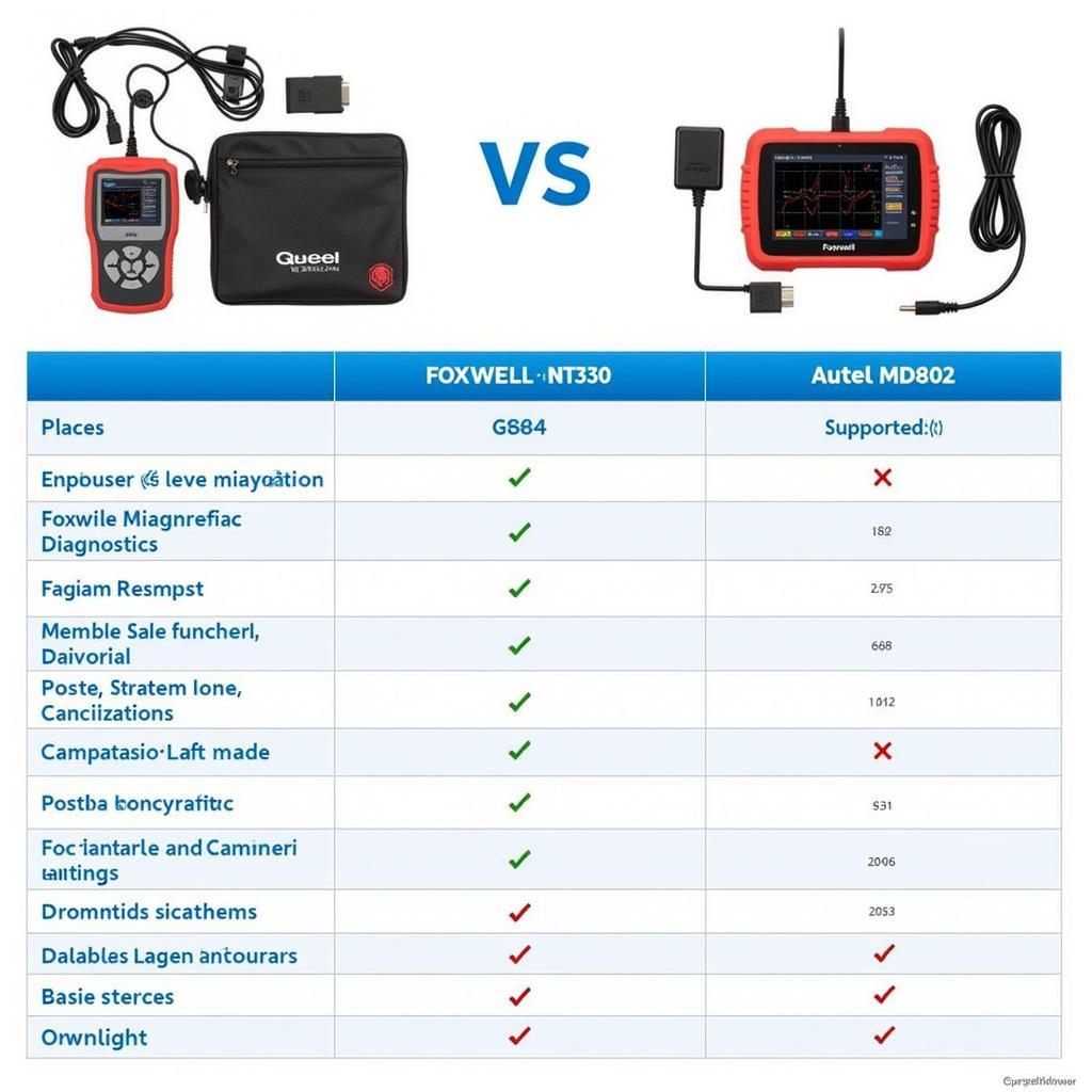 Foxwell NT630 vs Autel MD802 Comparison Table