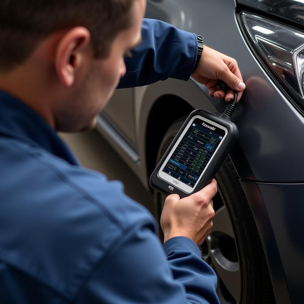 Technician using the Foxwell NT644 Pro Scanner