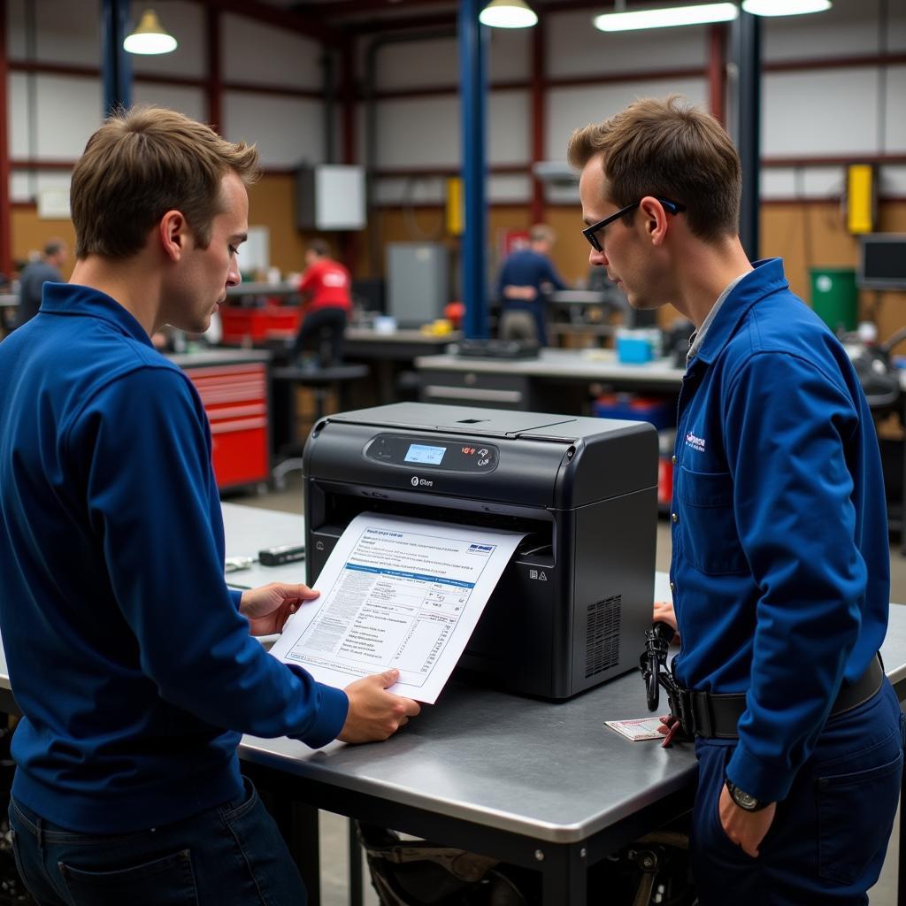 HP Diagnostics Tool Printer in Auto Repair Shop