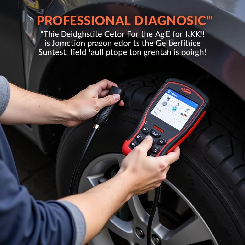 Mechanic Using a Diagnostic Tool on a Car