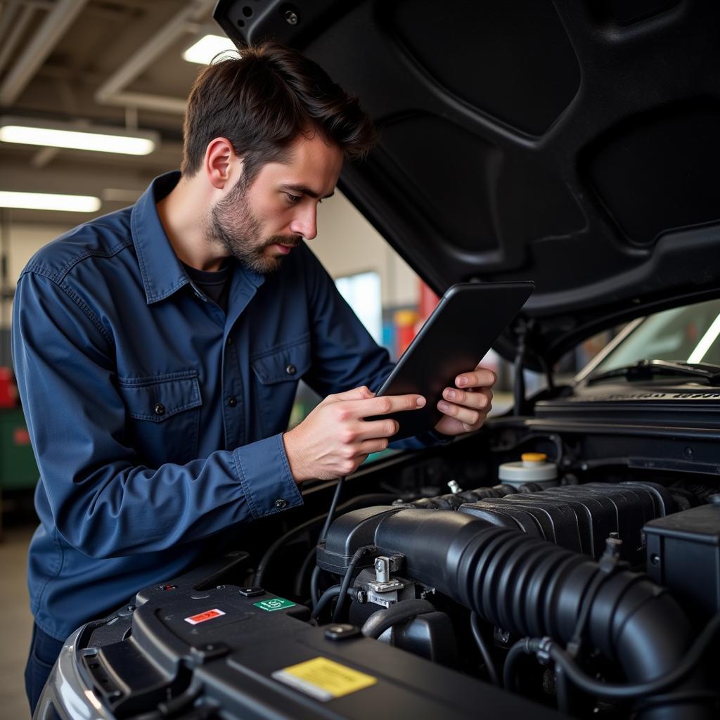 Mechanic Diagnosing Issues on a Dodge Ram 2500