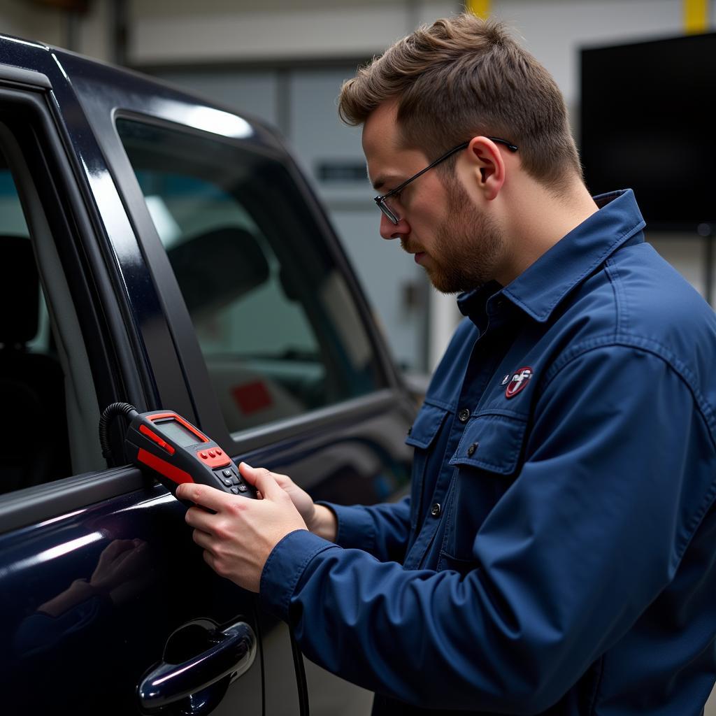 Mechanic Reading Codes with Scan Tool