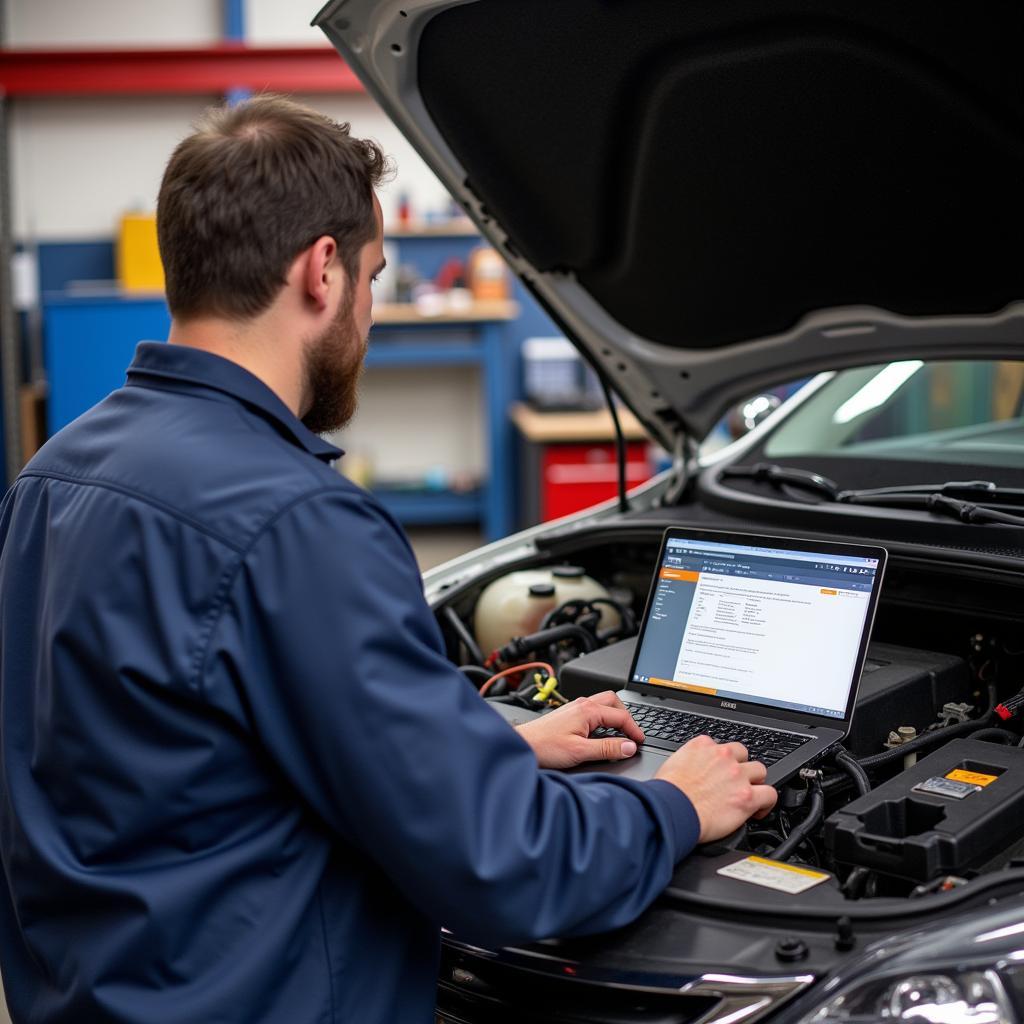 Mechanic Using Diagnostic Software: Hugh Cole Mary Foxwell Expertise