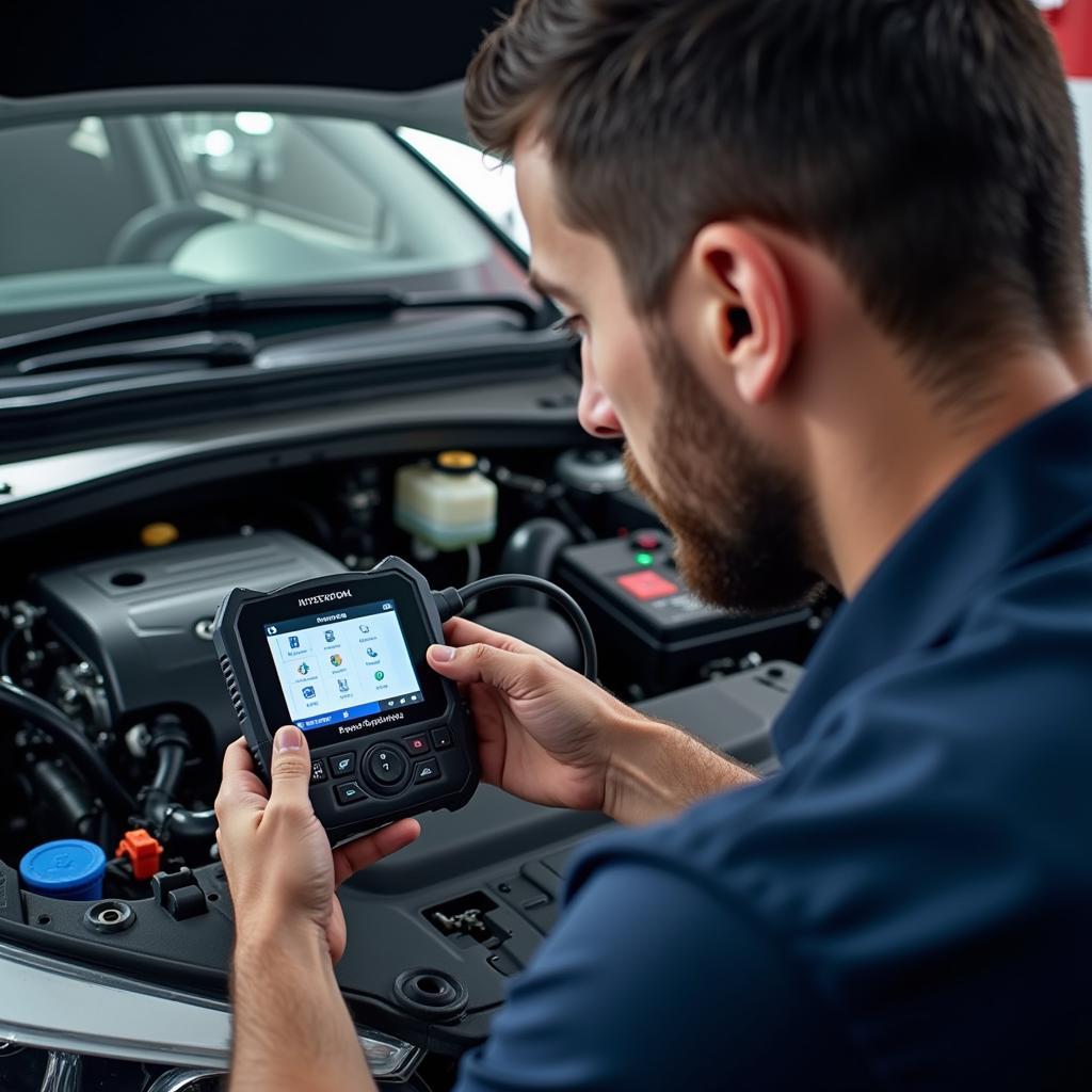 Mechanic Using Diagnostic Tool