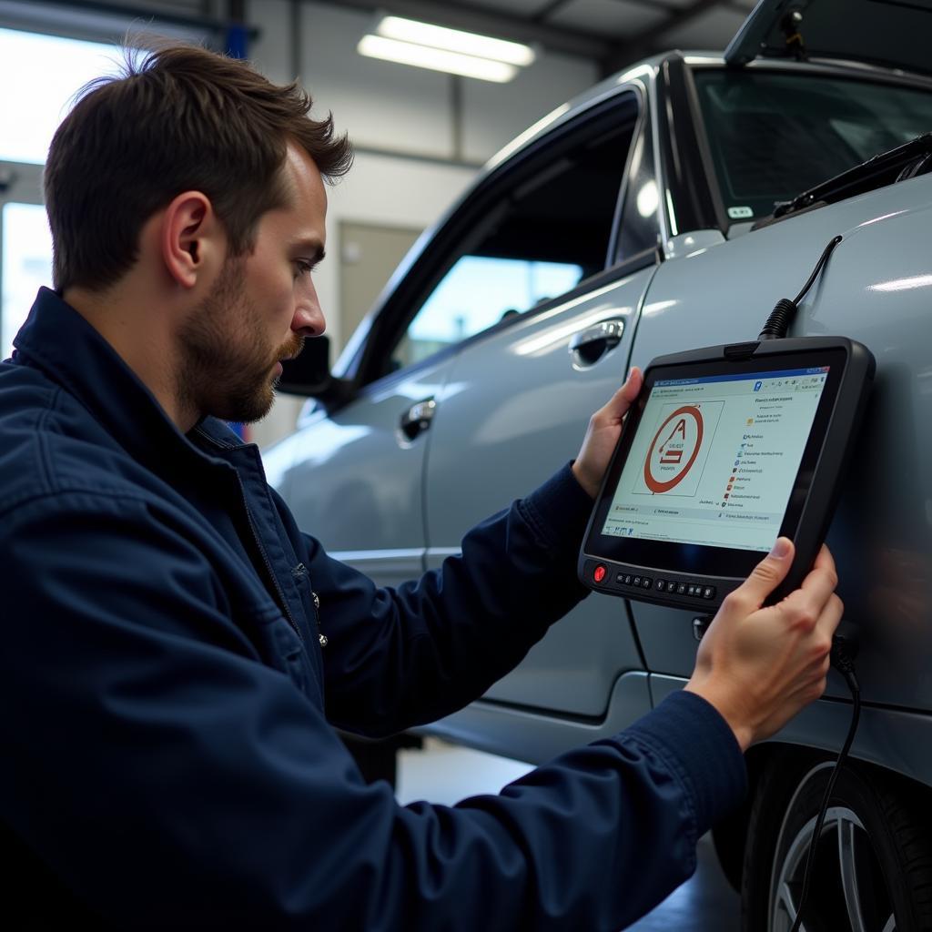 Mechanic Using Diagnostics Tool