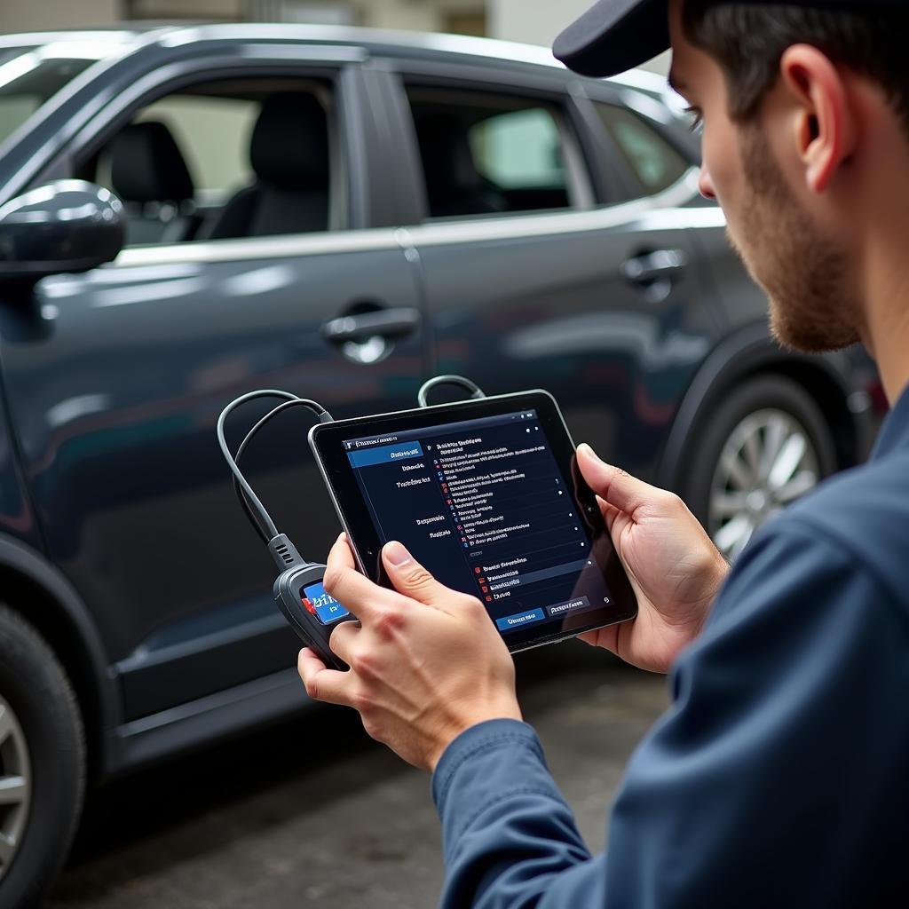 Mechanic Diagnosing a Car Problem