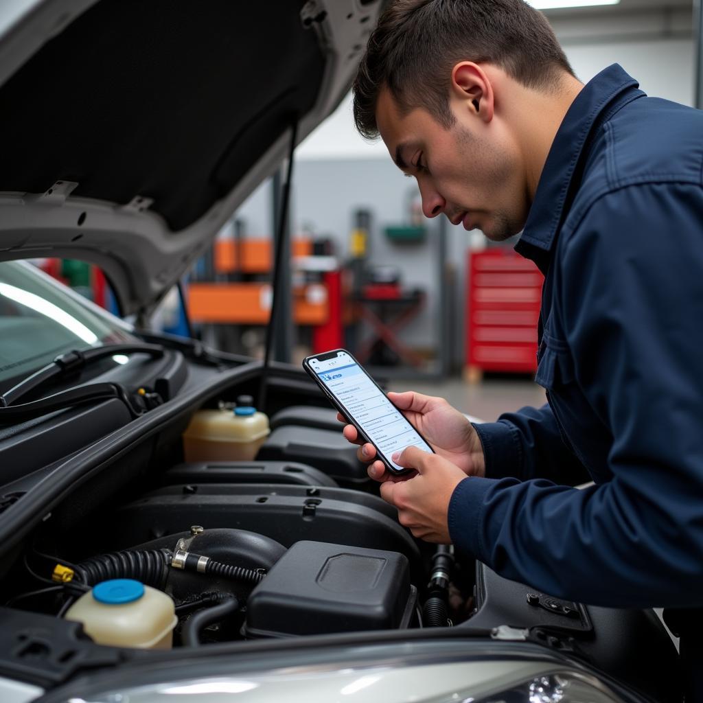 Mechanic Utilizing iPhone Code Scanner