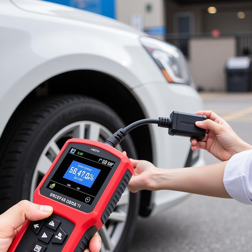 Multi-protocol scanner connected to OBD port