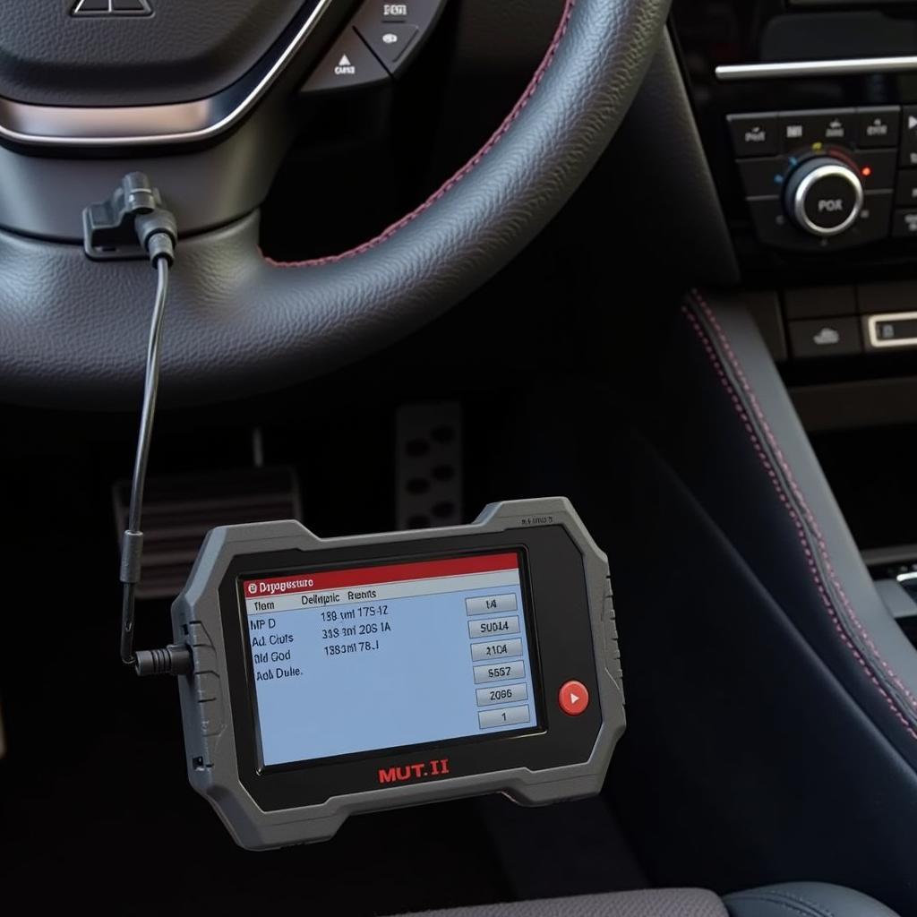 MUT II scan tool connected to a car