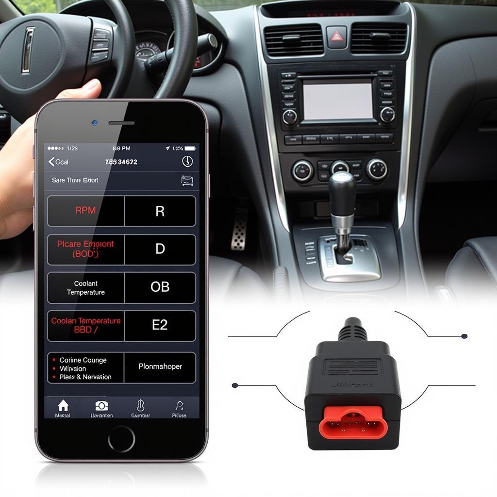 OBD2 Bluetooth scanner connected to a smartphone