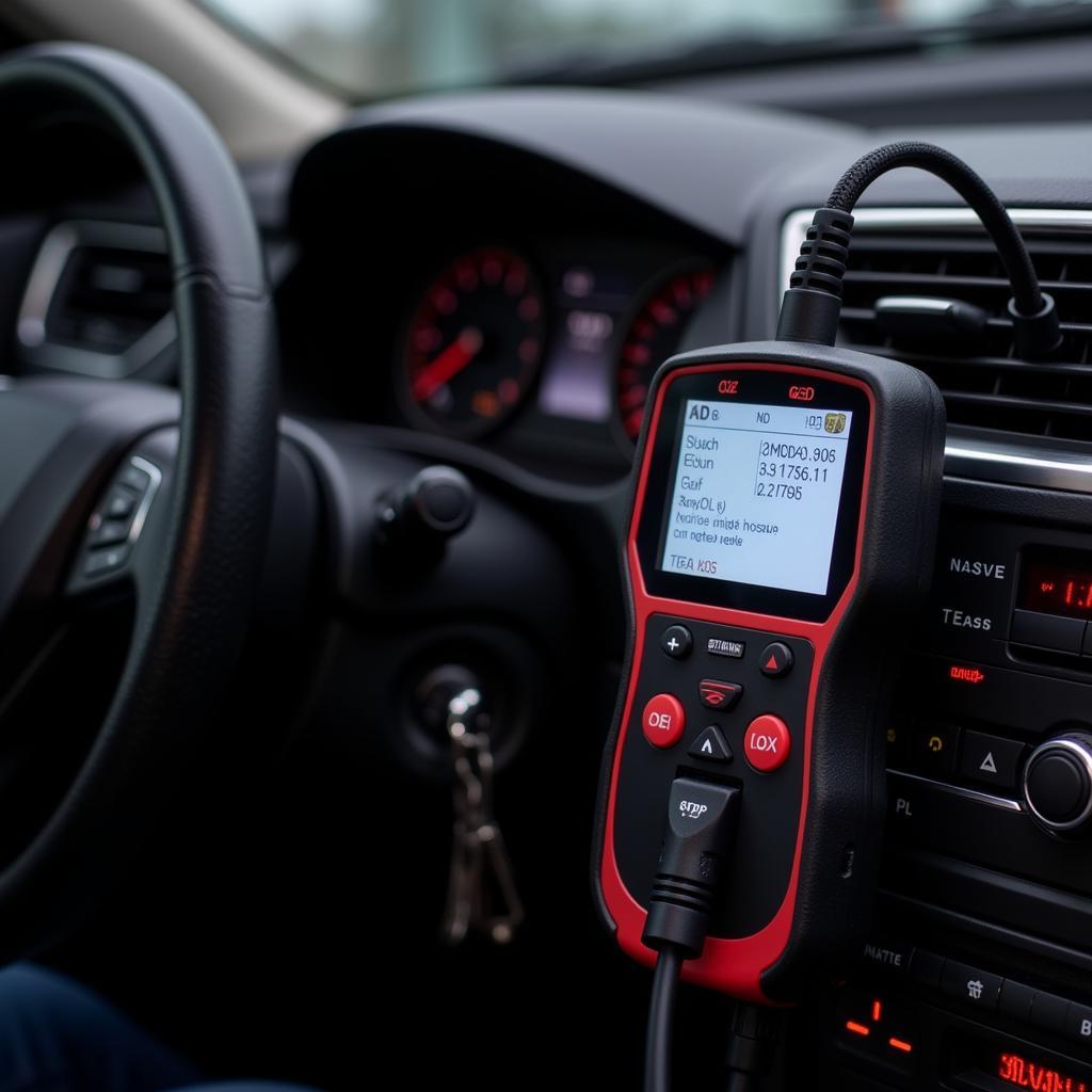 Car Diagnostic Tool Connected to Car