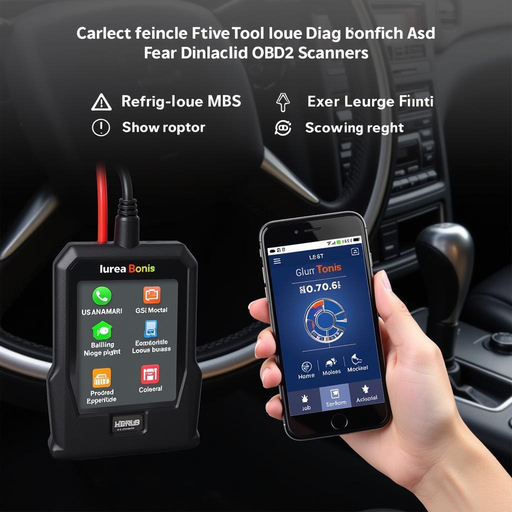 Car scan tool software displayed on a smartphone connected to an OBD2 scanner