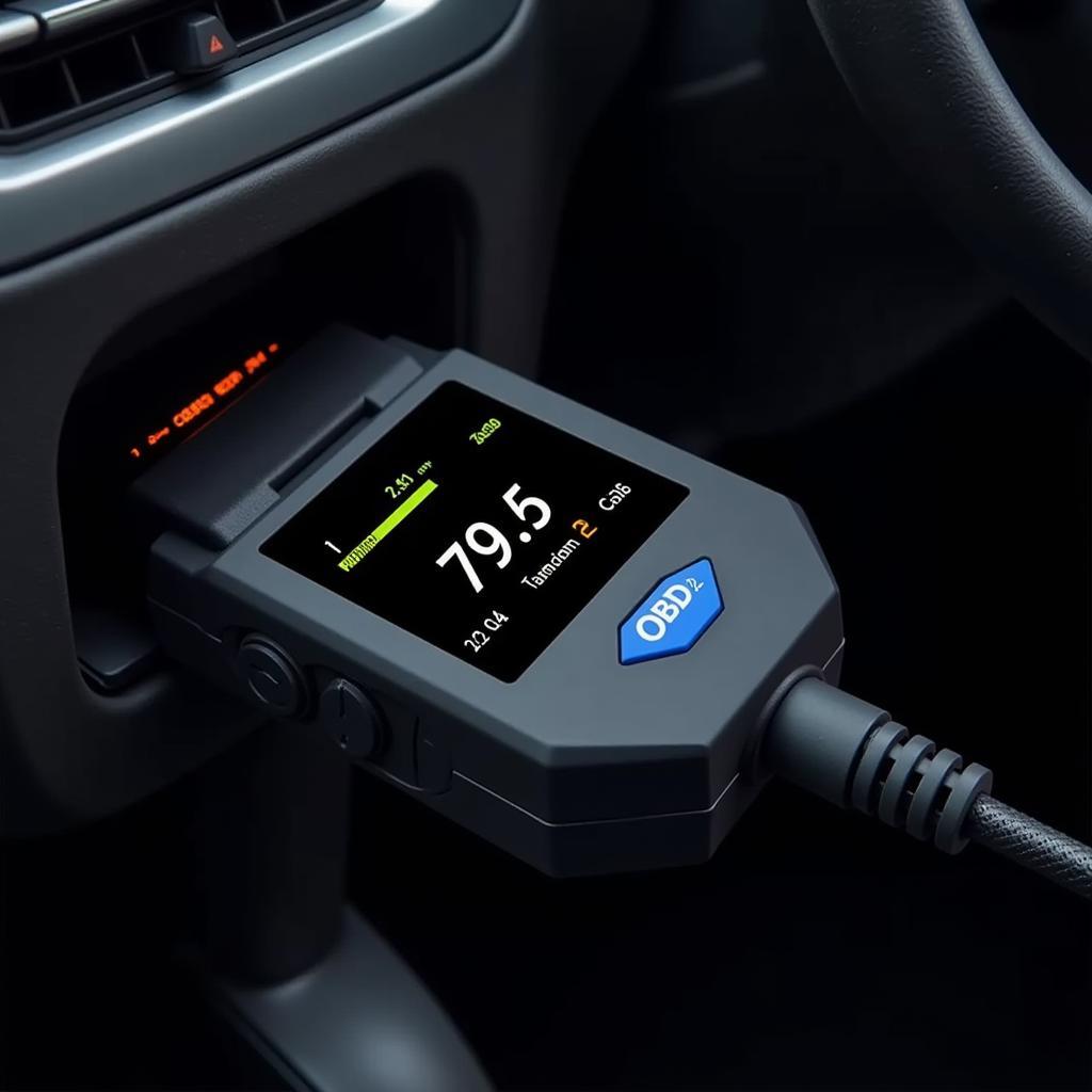 Car with OBD2 Scanner Connected