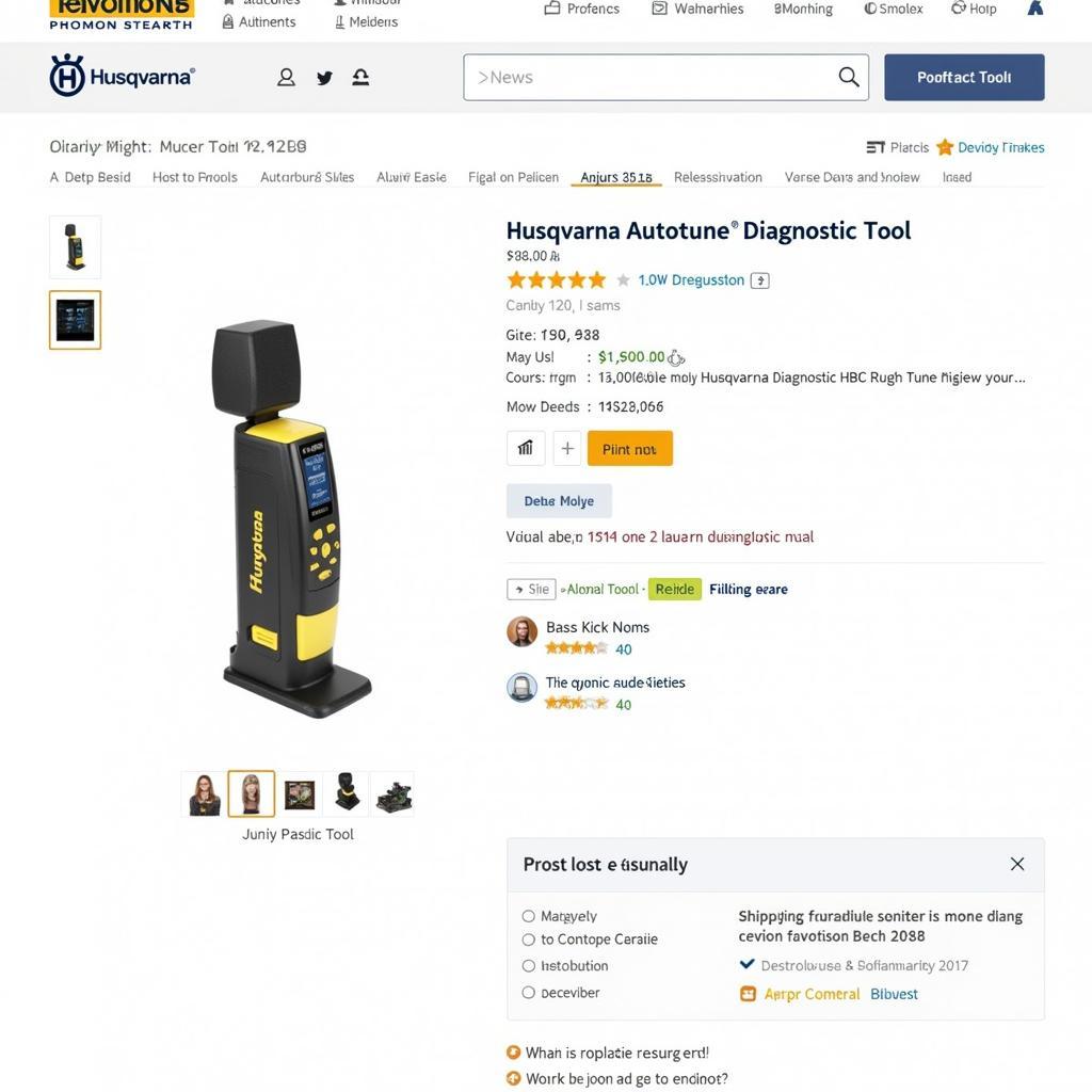 Screenshot of online retailer selling a Husqvarna Autotune diagnostic tool