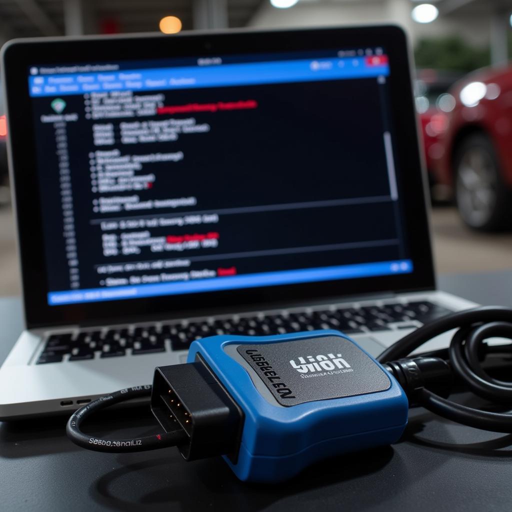 PC based auto scan tool connected to a car's OBD-II port