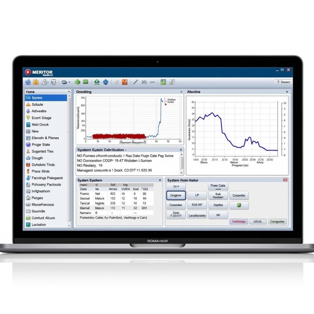 Laptop displaying diagnostic software