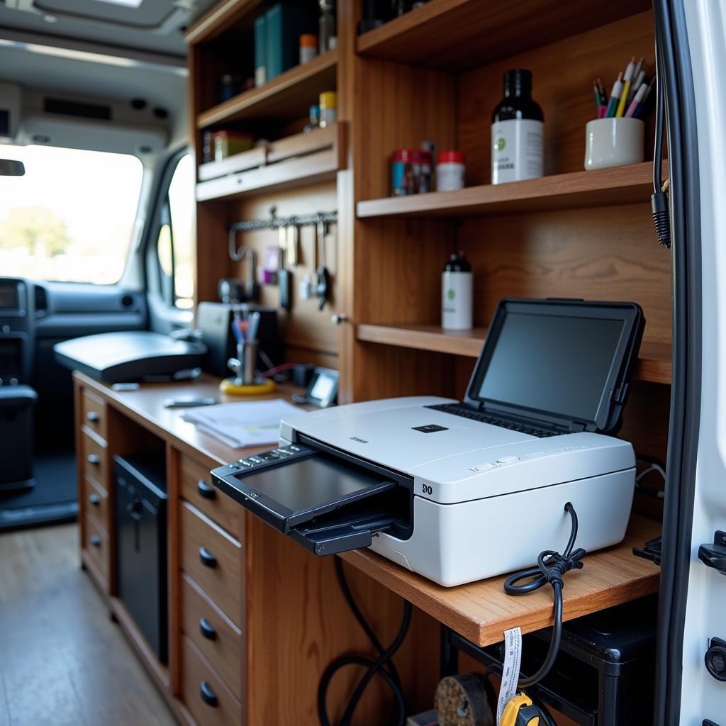 Printer Fax Scanner in Mobile Auto Repair Van