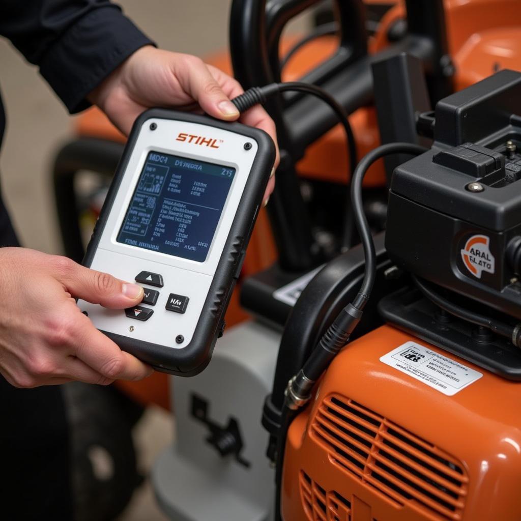 Stihl MDG 1 Diagnostic Tool in Use