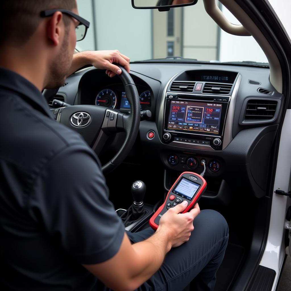 Toyota IT2 Diagnostic Tool in Use