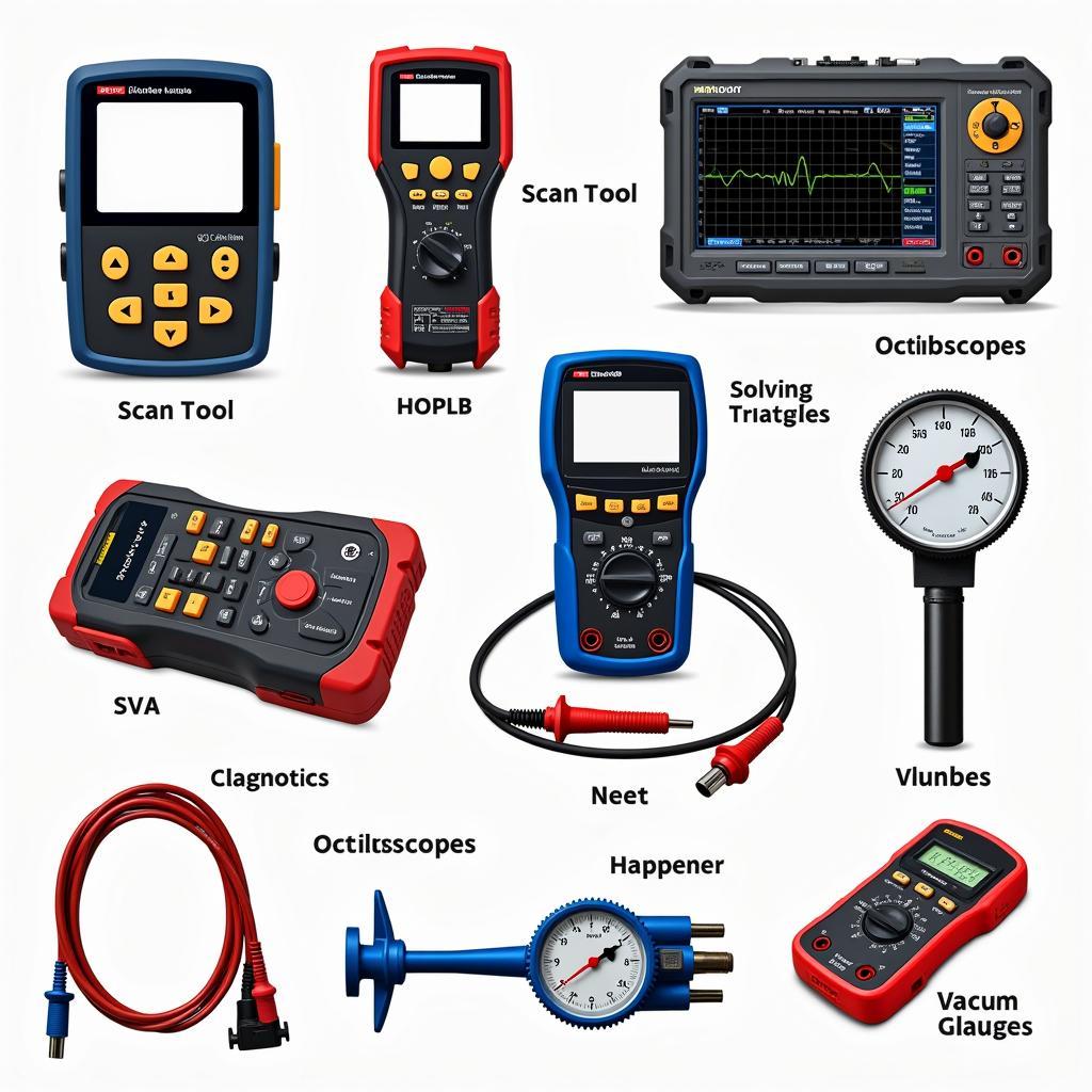 Different diagnostic tools used in an automotive training program