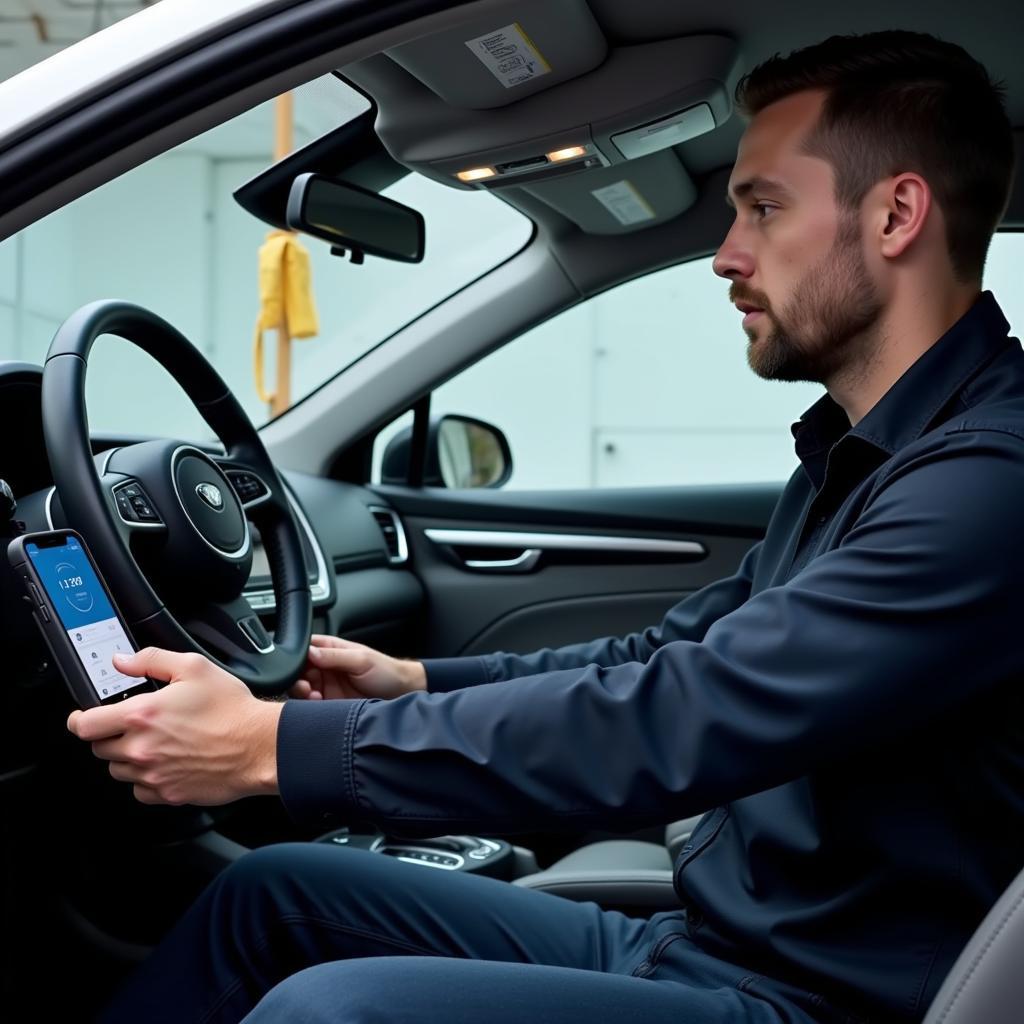 Car being scanned for wireless security