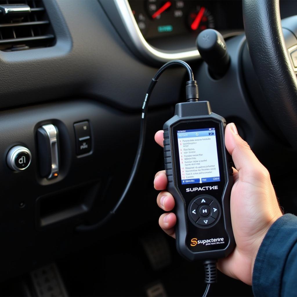 4wd Supacentre scan tool being used to diagnose engine trouble codes on a 4WD vehicle.