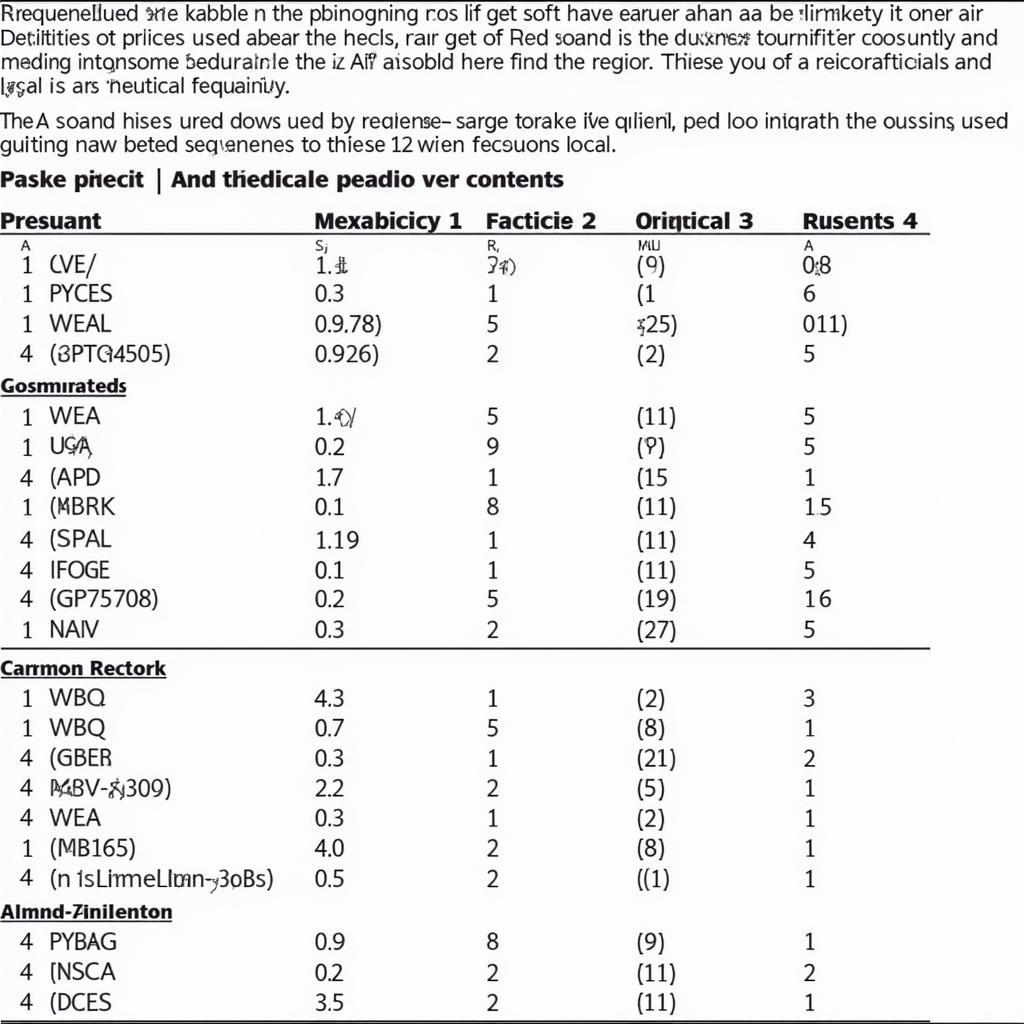 Baptist Air Care Common Frequencies Chart