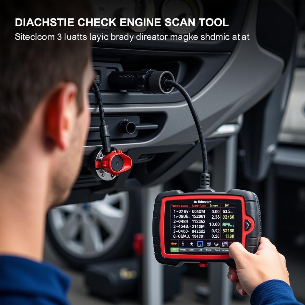 Mechanic using a bidirectional OBD2 scan tool to diagnose a car problem