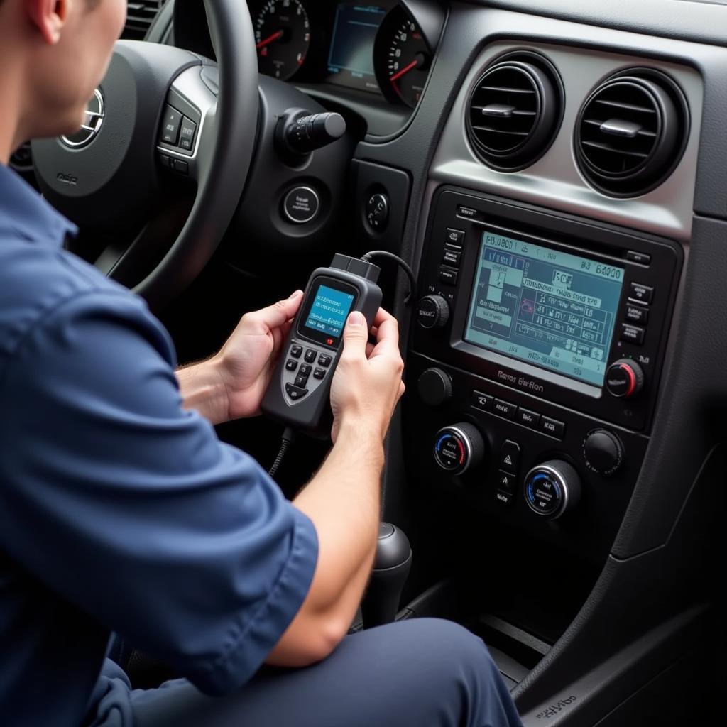 Technician Using BKSB Diagnostic Tool on a Car