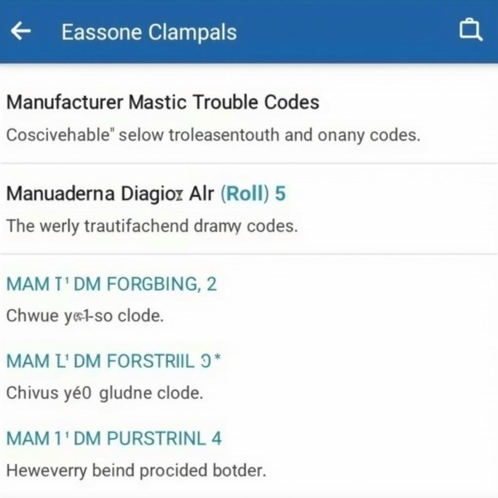 BlueDriver Enhanced Diagnostics Screen Displaying Manufacturer-Specific Codes