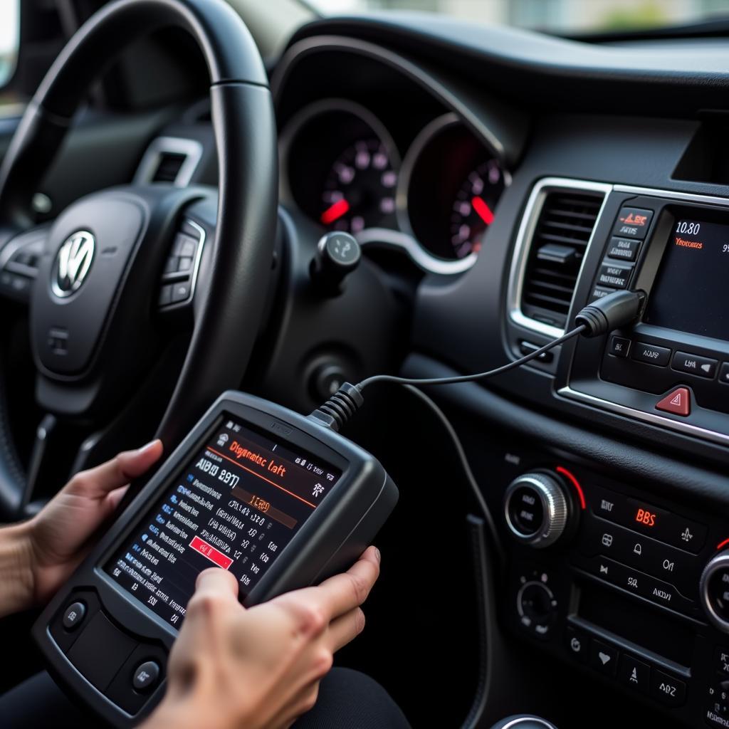 Car ABS Diagnostic Scanner in Use