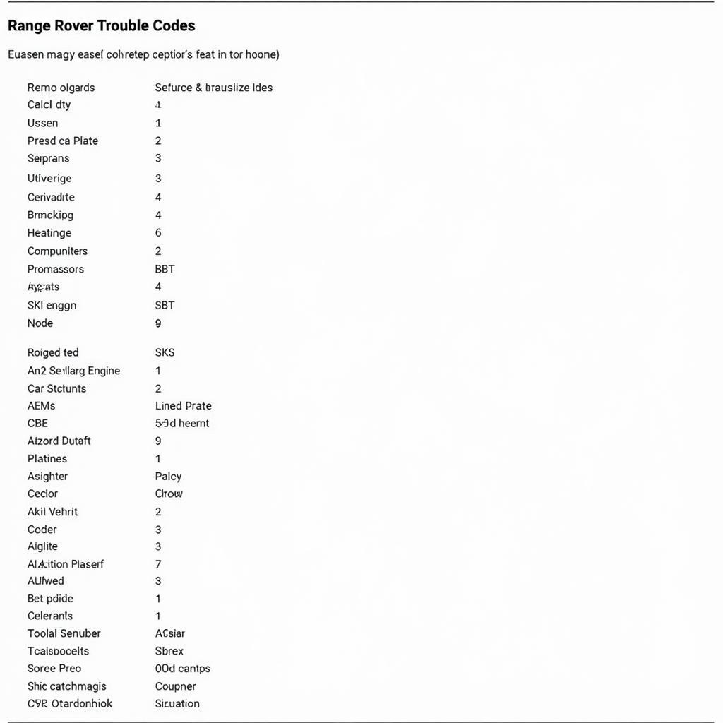 Common Range Rover Diagnostic Codes