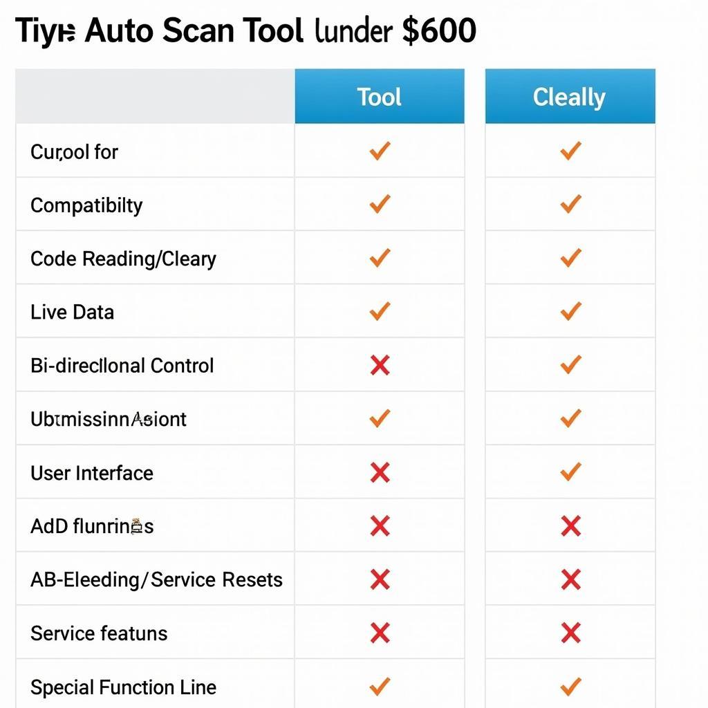 Comparison of Auto Scan Tool Features