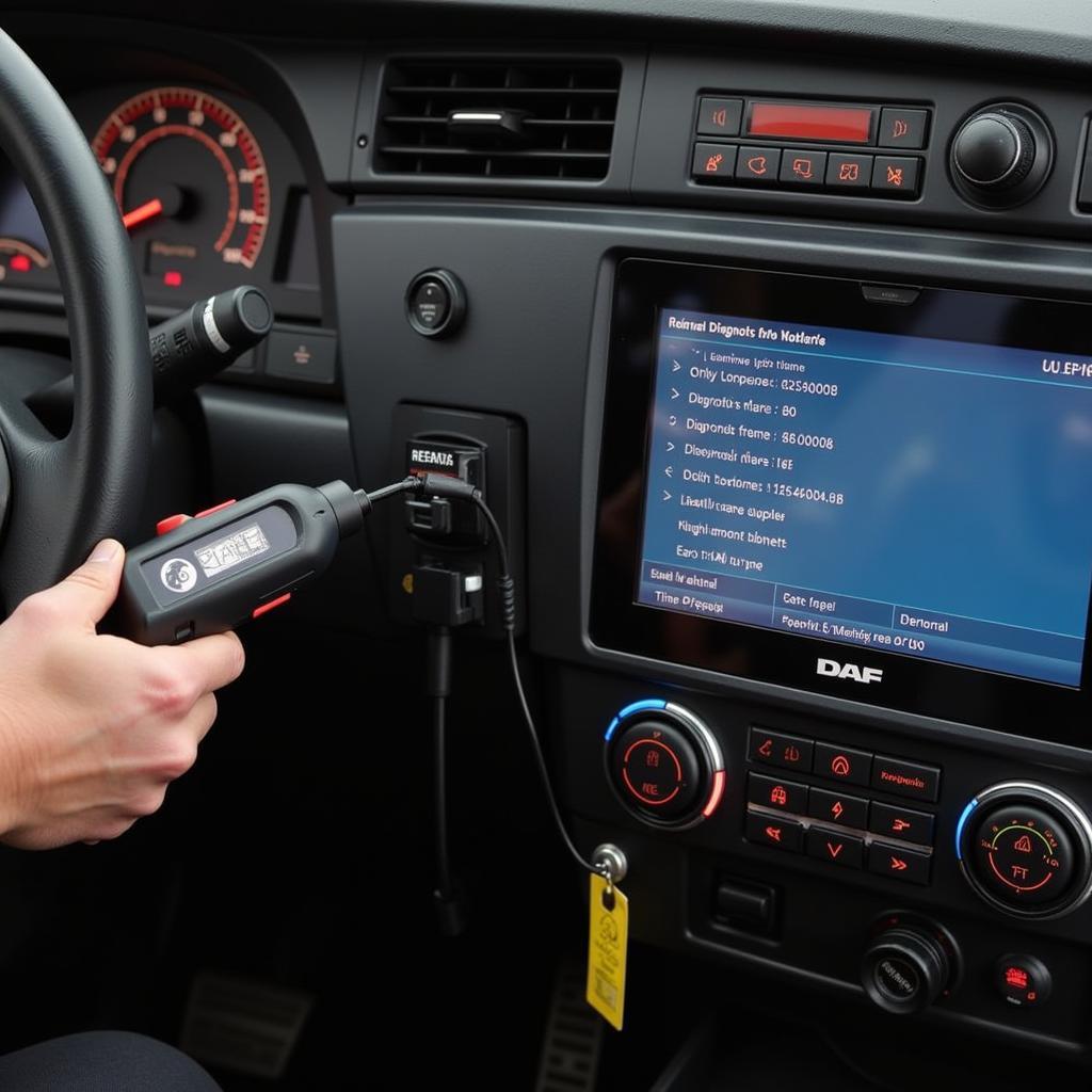 DAF Diagnostic Tool Connected to a Truck