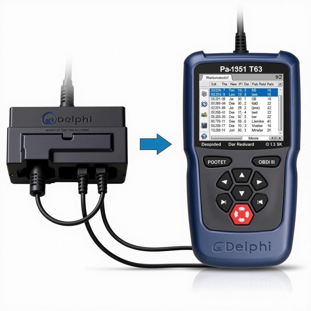 Delphi DS Diagnostic Tool Connected to OBD Port