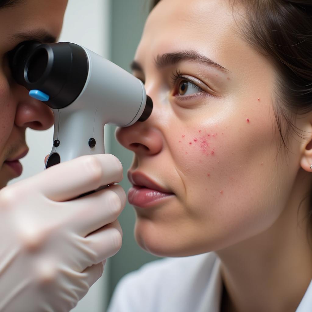 Dermatoscope Examining Skin Lesion