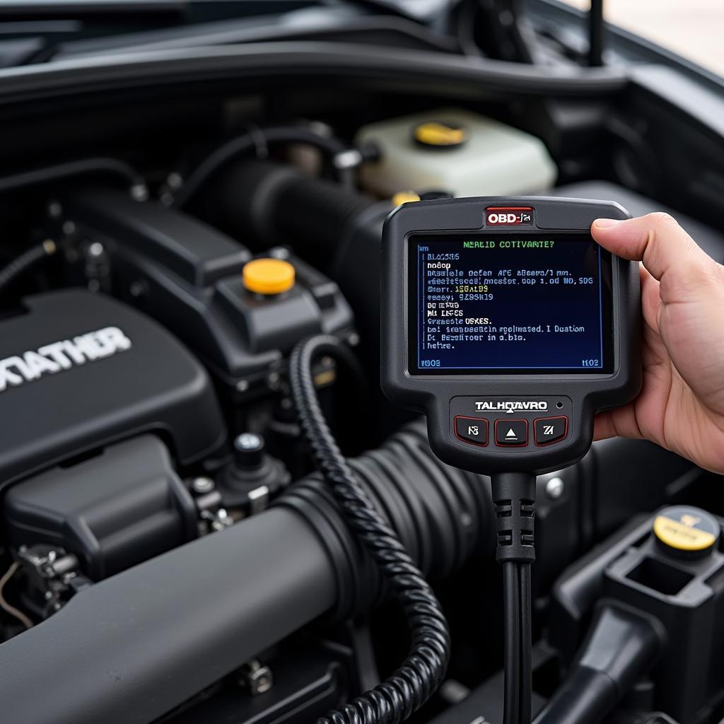 Diagnostic scan tool reading DTC from a car's OBD-II port