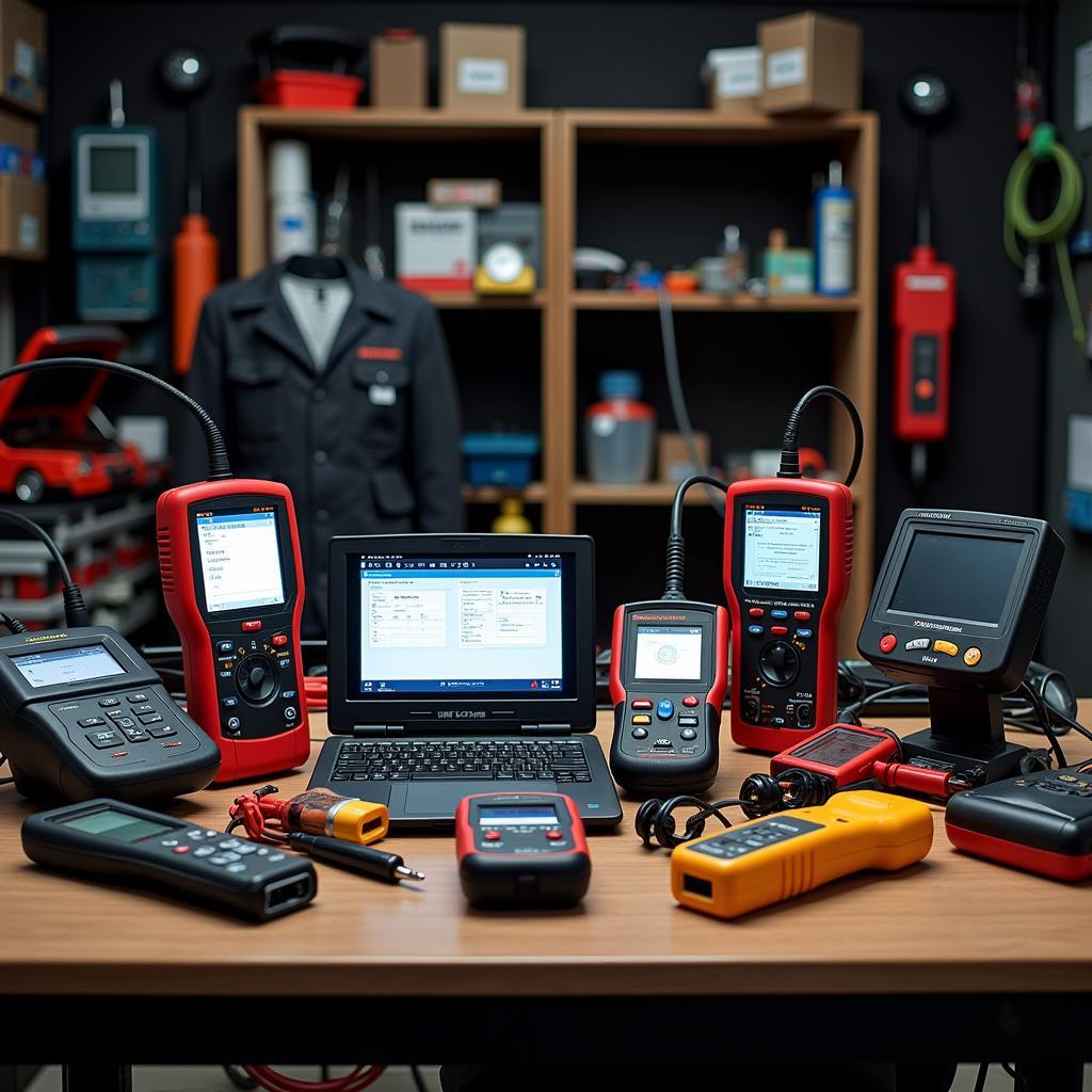 Diagnostic tools displayed on a workbench in South Africa