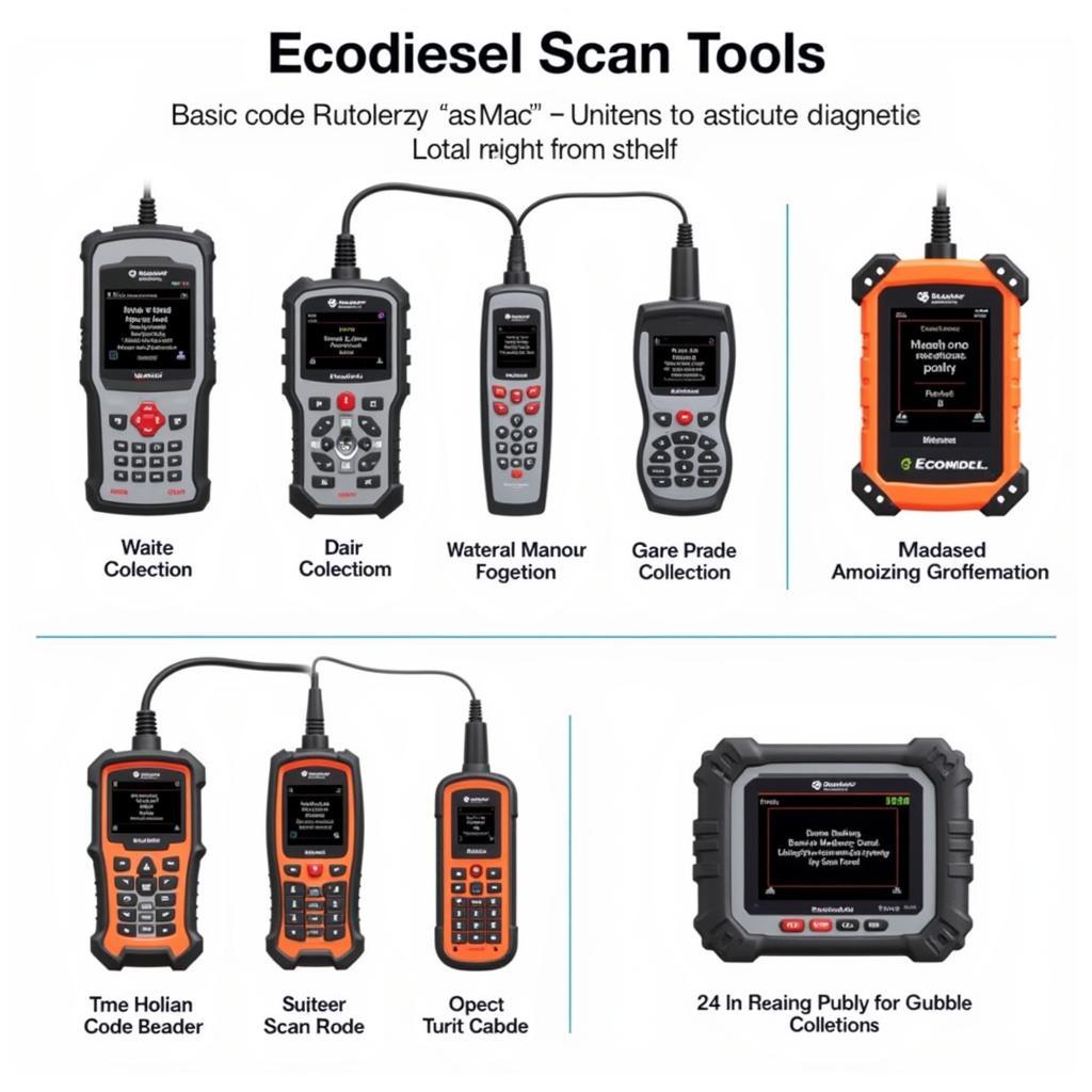 Various models of ecodiesel scan tools showcasing different features and functionalities