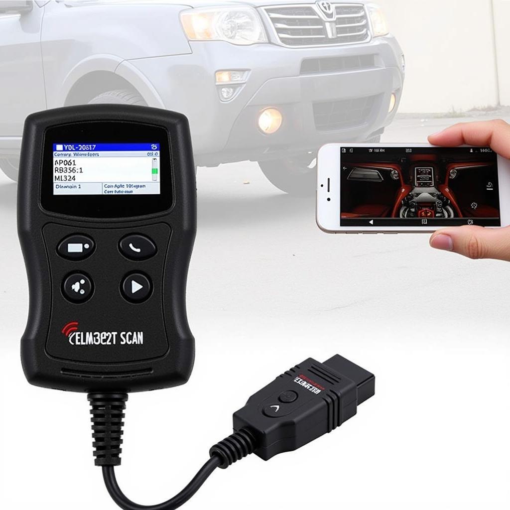 ELM327 Wireless OBD Scan Tool Connected to Car OBD Port